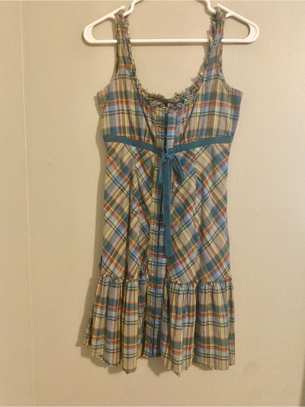 Free People Blue and Multicolor Plaid dress